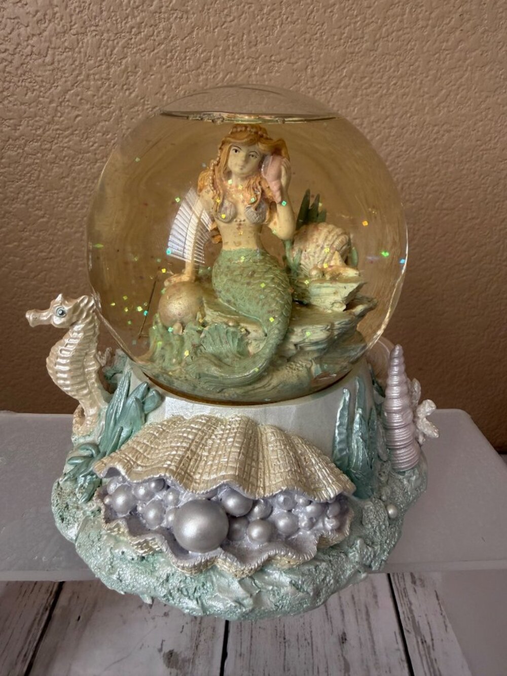 1992 San Francisco Music Crystal Visions M Sarnat Mermaid Musical Water Globe